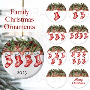 Family Christmas Ornament png, Christmas Stocking Ornament Sublimation, Personalized Christmas Socks Ornament png, Christmas Ornament Bundle