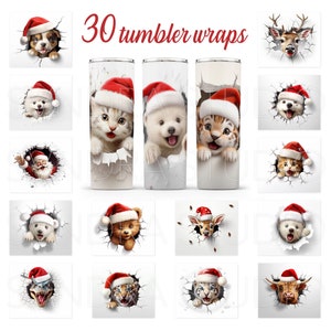 3D Christmas Bundle Skinny Tumbler Sublimation, Christmas Animal Tumbler Wrap, png PNGEgg, 20oz Christmas Sublimation Bundle