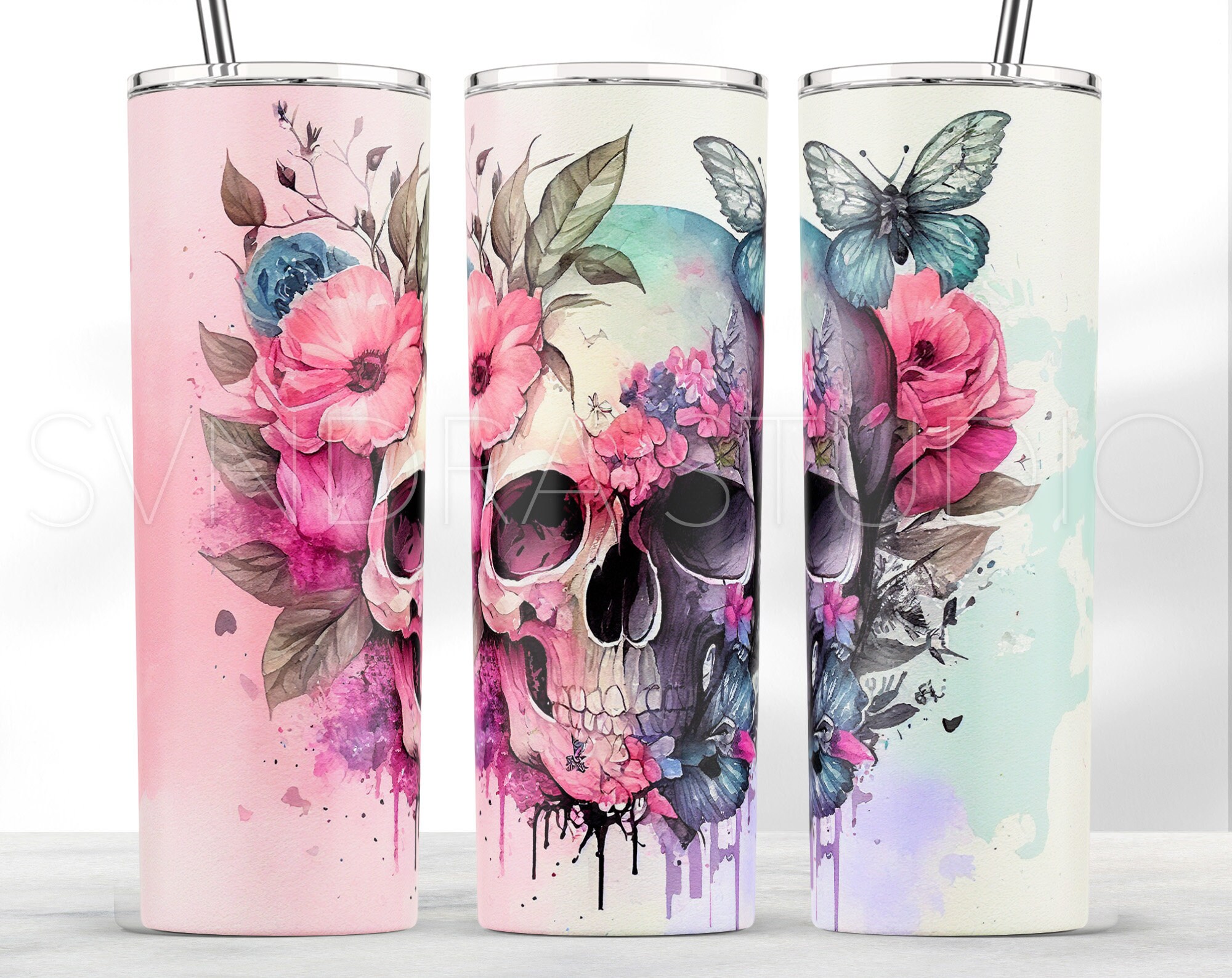 Halloween Tumbler/October Aesthetic/Floral Skull/Funny Tumbler/Blue Sk –  Cactus & Cedar