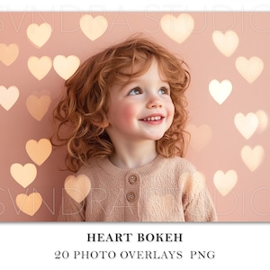 Sobreposições de luzes de bokeh de coração Photoshop, Sobreposição de luzes de bokeh de dia dos namorados, Pano de fundo de luzes de bokeh de coração, PSD de dia dos namorados