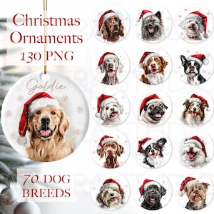 Dog Christmas Ornaments png, Dog Breeds Ornament Bundle, Dogs Christmas Round Ornament png, Christmas Ornament Sublimation Bundle png