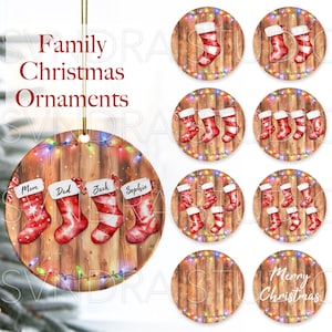Family Christmas Ornament png, Christmas Stocking Ornament Sublimation, Personalized Christmas Socks Ornament png, Christmas Name Ornament