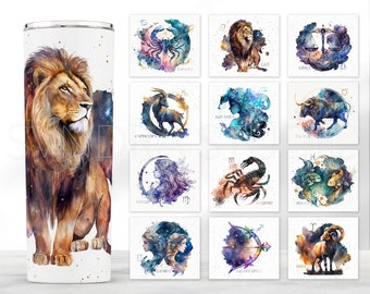 Zodiac Bundle Skinny Tumbler Sublimation, Zodiac Sign Tumbler Wrap, Zodiac Watercolor Tumbler png PNGEgg, Zodiac Signs 20 oz Skinny Tumbler