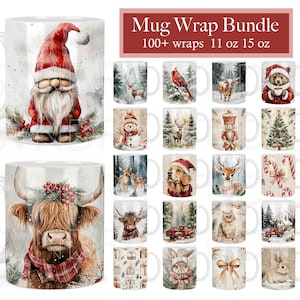 Christmas Mug Wrap png, Christmas Mug Wrap Bundle, Christmas Mug Sublimation Designs, Christmas Mug Full Wrap 11oz 12oz 15oz