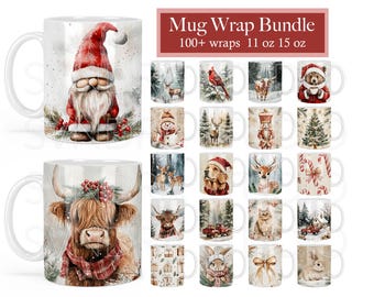 Christmas Mug Wrap png, Christmas Mug Wrap Bundle, Christmas Mug Sublimation Designs, Christmas Mug Full Wrap 11oz 12oz 15oz