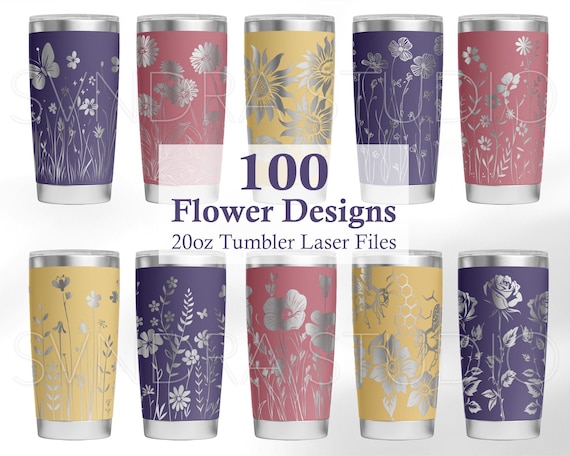 Tumbler Wrap svg Bundle, Wildflowers Laser Engraved svg, Flowers 20oz Tumbler Wrap, Meadow Butterflies 20 oz Tumbler Laser File