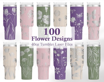 Flowers Tumbler Laser svg Bundle, Wildflowers Laser Engraved svg, Floral 40oz Quencher Tumbler Wrap, flower, flower png