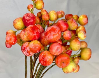 Orange Crabapple  Berry Bundle: 14.5 Inch Artificial Berry Bundle for Home Decor, Centerpieces, Handmade Wreaths and Door Decor
