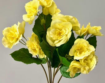 17" Natural Touch Double Delight Primrose Begonia Bush for Home Decor, Centerpieces, Handmade Wreaths, Centerpieces, and Door Decor