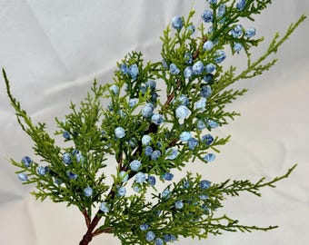 Artificial Juniper Berry Spray: 18" Faux Greenery Stem