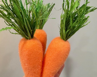 Set of 4, 8.5" Flocked Carrots for Home Decor, Centerpieces, Handmade Wreaths and Door Decor