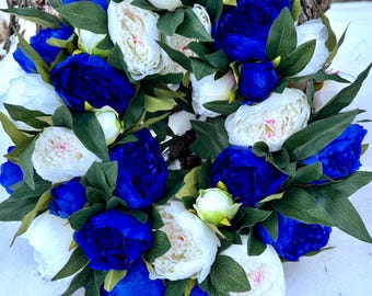 Blue & White Peony Wreath: Faux Peony Front Door and Entryway Wreath