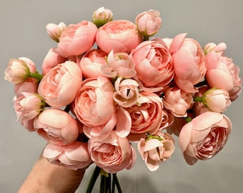 15.5" Faux Pink Lotus Flower Stem, Bundle of 12, for Home Decor, Centerpieces, Handmade Wreaths, Centerpieces, and Door Decor