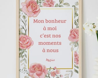 Affiche personnalisée Bonne fête mamie -On t'aime mamie - cadeau mamie / maman personnalisé Fête des grands-mères Fête des mères