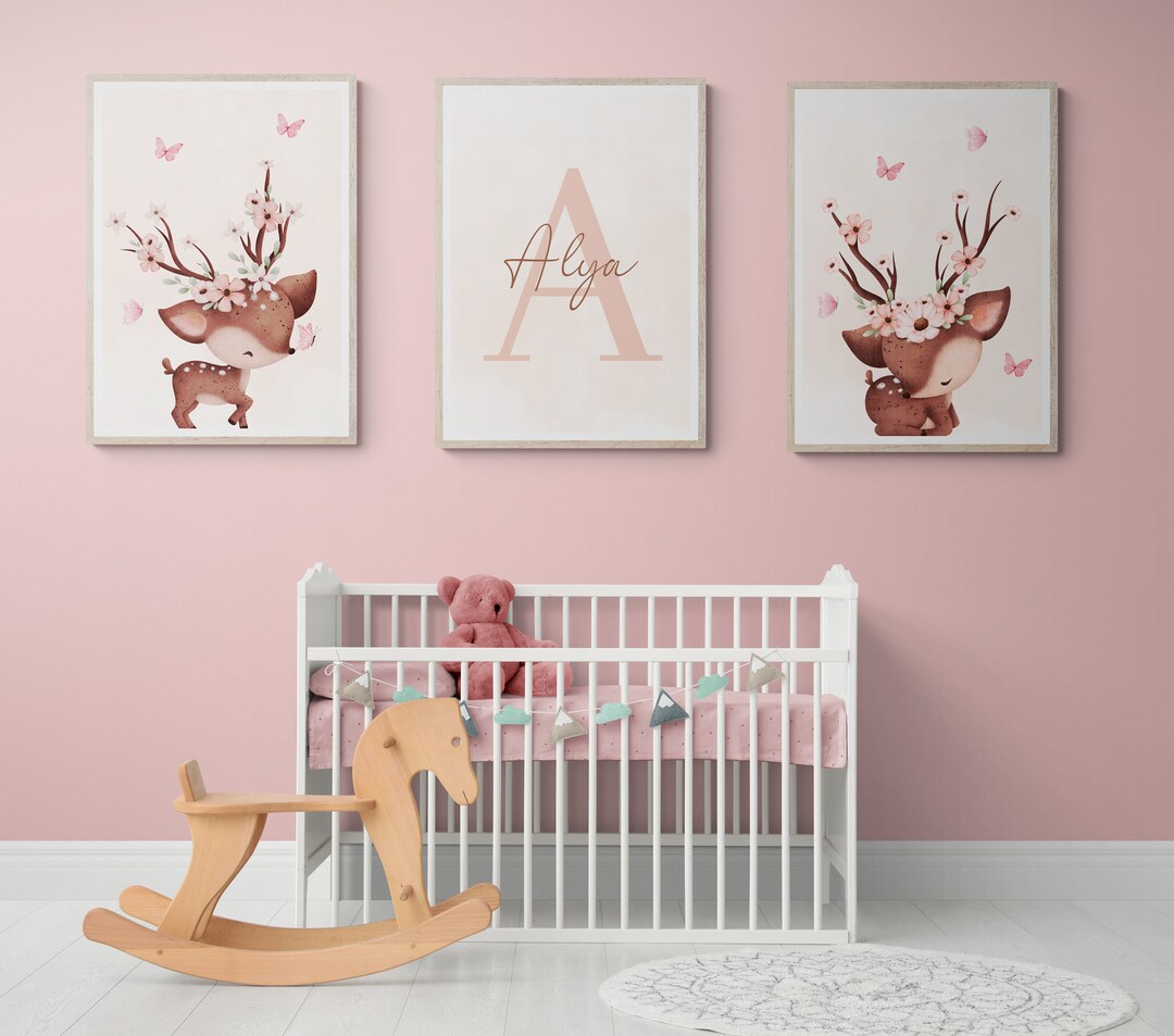 Youihom 3 Affiches Prénom Enfant Cygne - Tableau Chambre Fille 30x40cm Poster Personnalisé Bébé