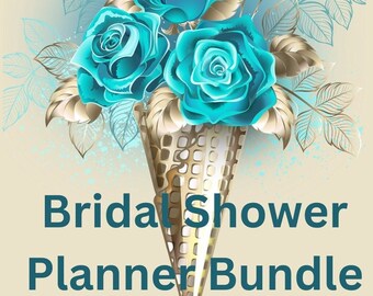 Printable Digital Turquoise Bridal Shower Planner Bundle
