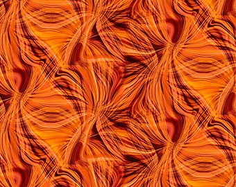 Tissu power net extensible en résille imprimé orange dans les 4 sens