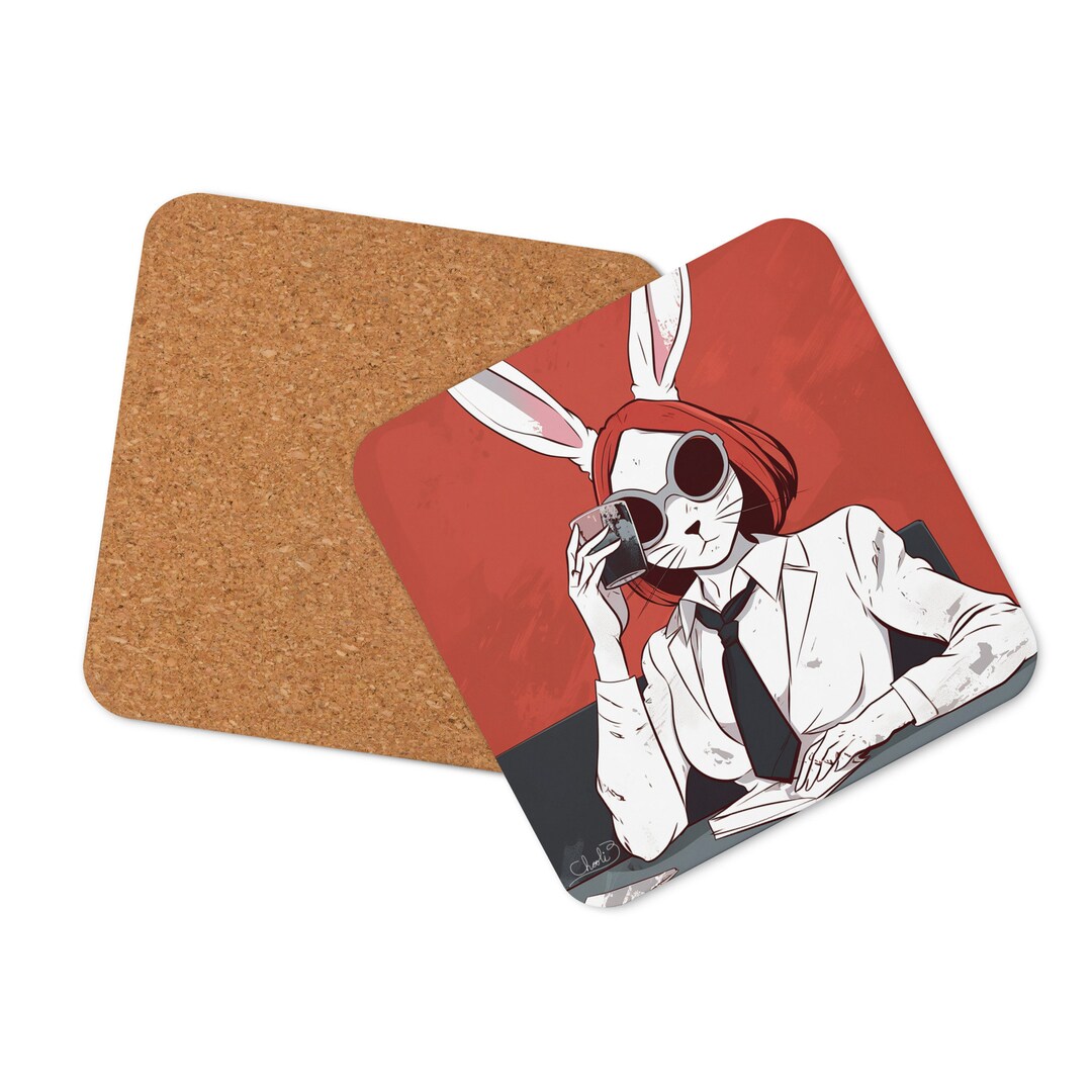 Bunny Coaster Gift | Quirky Animal Lover | Single Cork Back Coaster ...