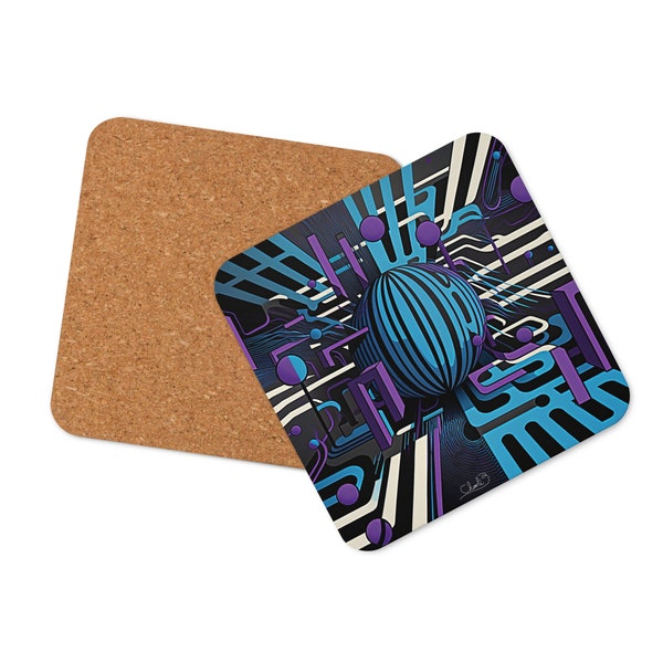 Chakra Circuit Printed Cork Back Coaster - Vibrant Table Decor for Art Lovers and Design Enthusiasts Single Coaster