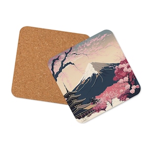 Podkładka pod napoje Tranquility Japanese Cherry Blossom Cork Back Coaster - Tradycyjna sztuka podkładki pod napoje do wystroju domu Pojedyncza podkładka