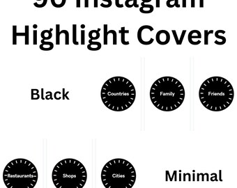 90 Black Instagram Highlight Covers| Minimalist Instagram Stories Cover| Aesthetic Highlight Icon| Black Instagram Icons