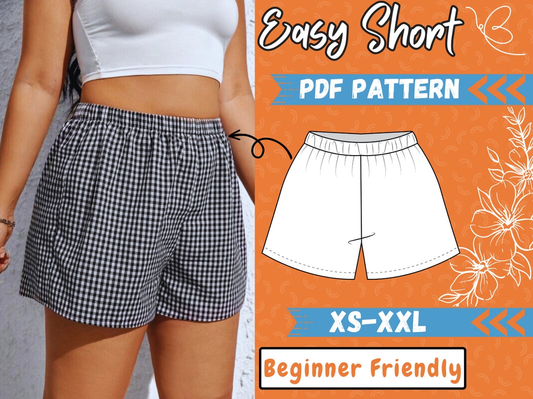 Easy Shorts Pattern Pdf XSXXL Elastic Shorts Pdf Sewing Pattern
