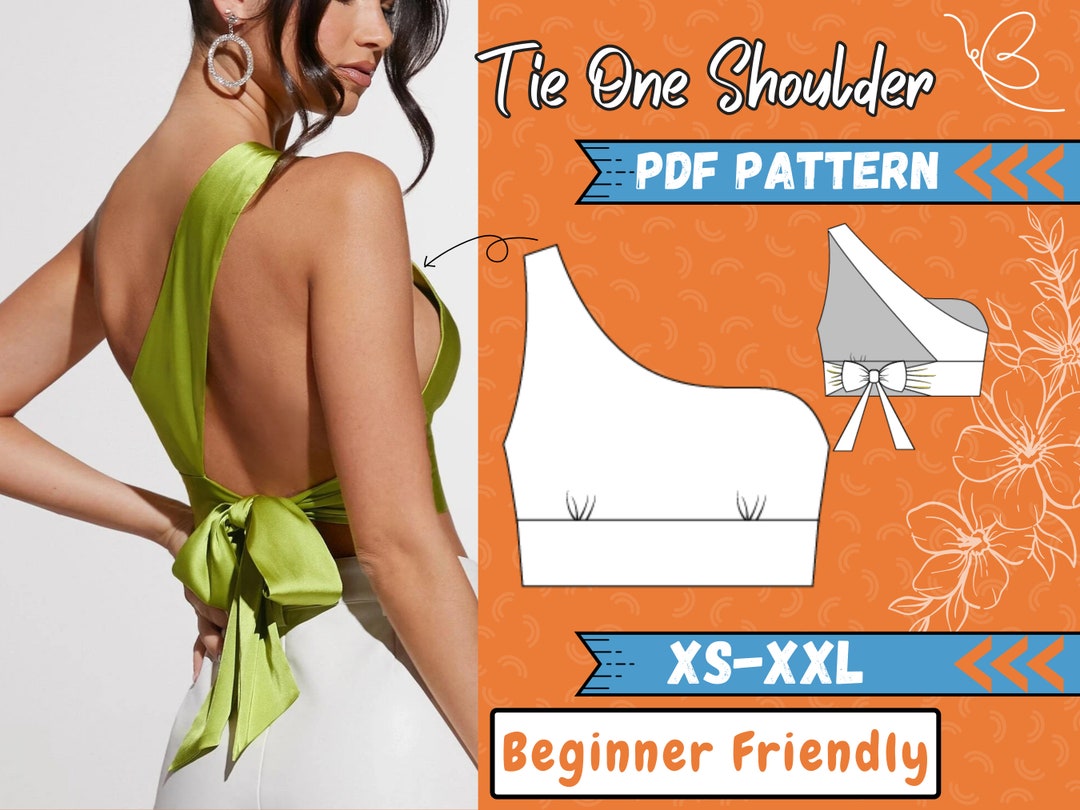 One Shoulder Top Asymetrical Sewing Pattern XS XXL Easy Crop Top