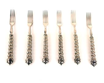 フルーツ、デザート、ケーキなど、この素晴らしい6本セットの純銀