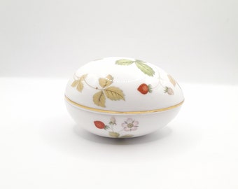 Wild Erdbeer Wedge Bone China Basis signiert Vintage Keramik Ei Deckeltopf