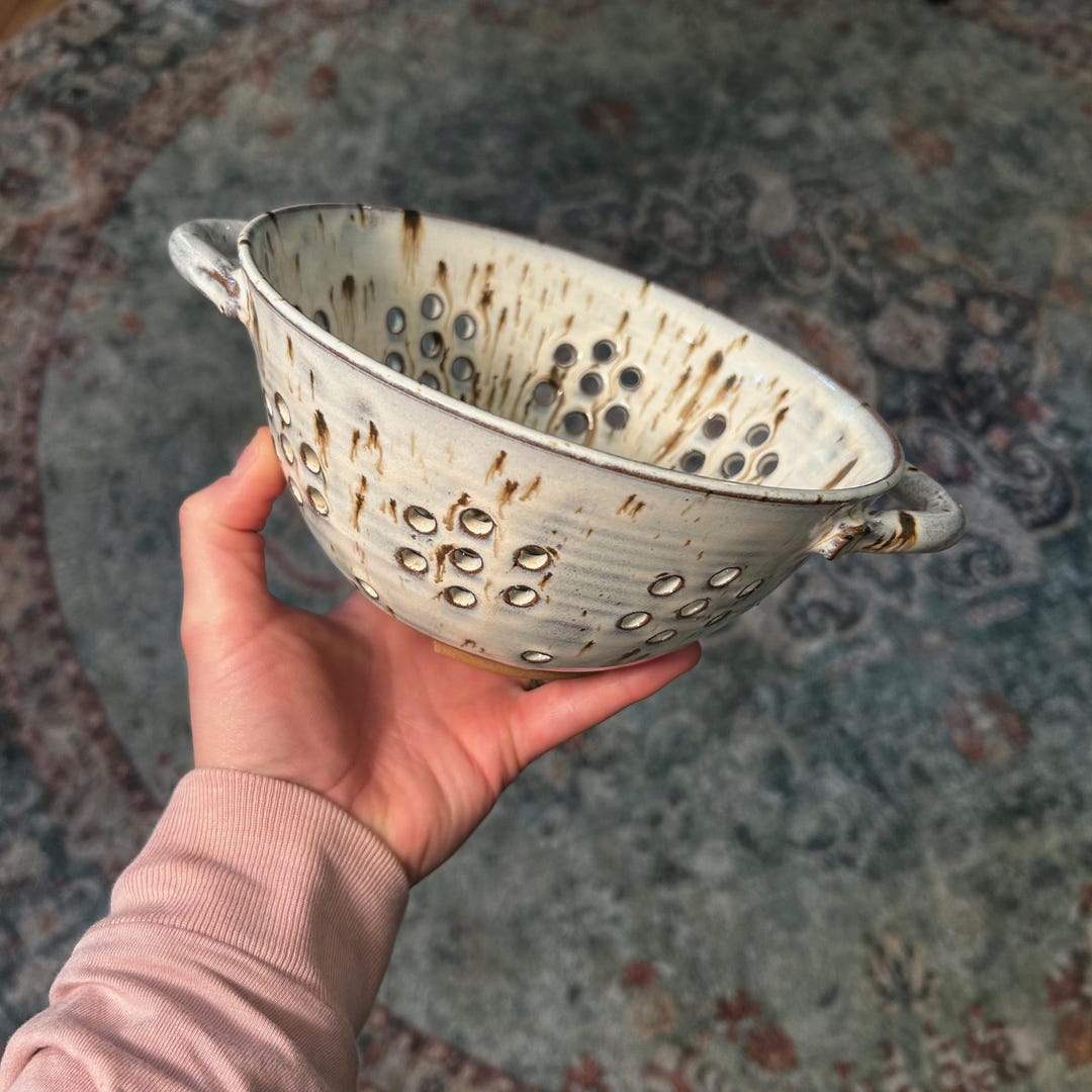 Speckled White Berry Bowl | Homemade Ceramic Colander | Handmade ...