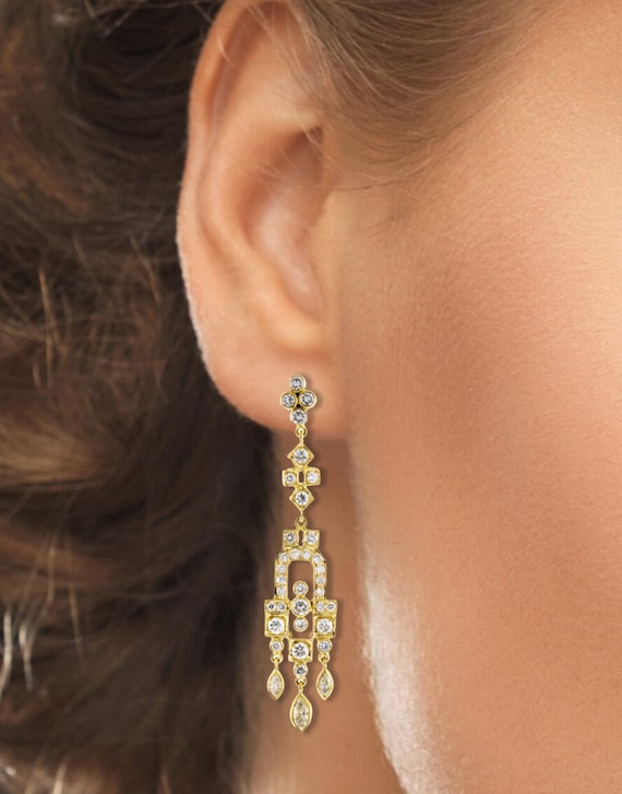 Diamond Chandelier Drop Earrings - image 2