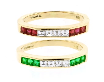 Tiffany & Co. Ruby, Emerald and Diamond Bands