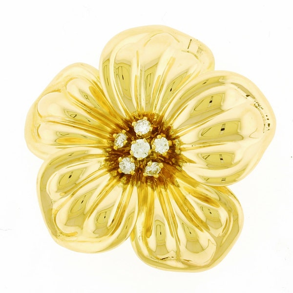 Van Cleef & Arpels Diamond 18 Karat Gold Magnolia Brooch