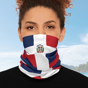 Dominican Republic Flag Carnival Mask: UPF 50+ Neck Gaiter Headband