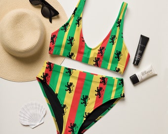 Lion of Judah High Waisted Bikini: Rasta Reggae Swimsuit