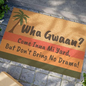 Jamaican Doormat - Reggae Vibes, Jamaica Home Decor, Caribbean Doormat, Island Home Decor & Gift