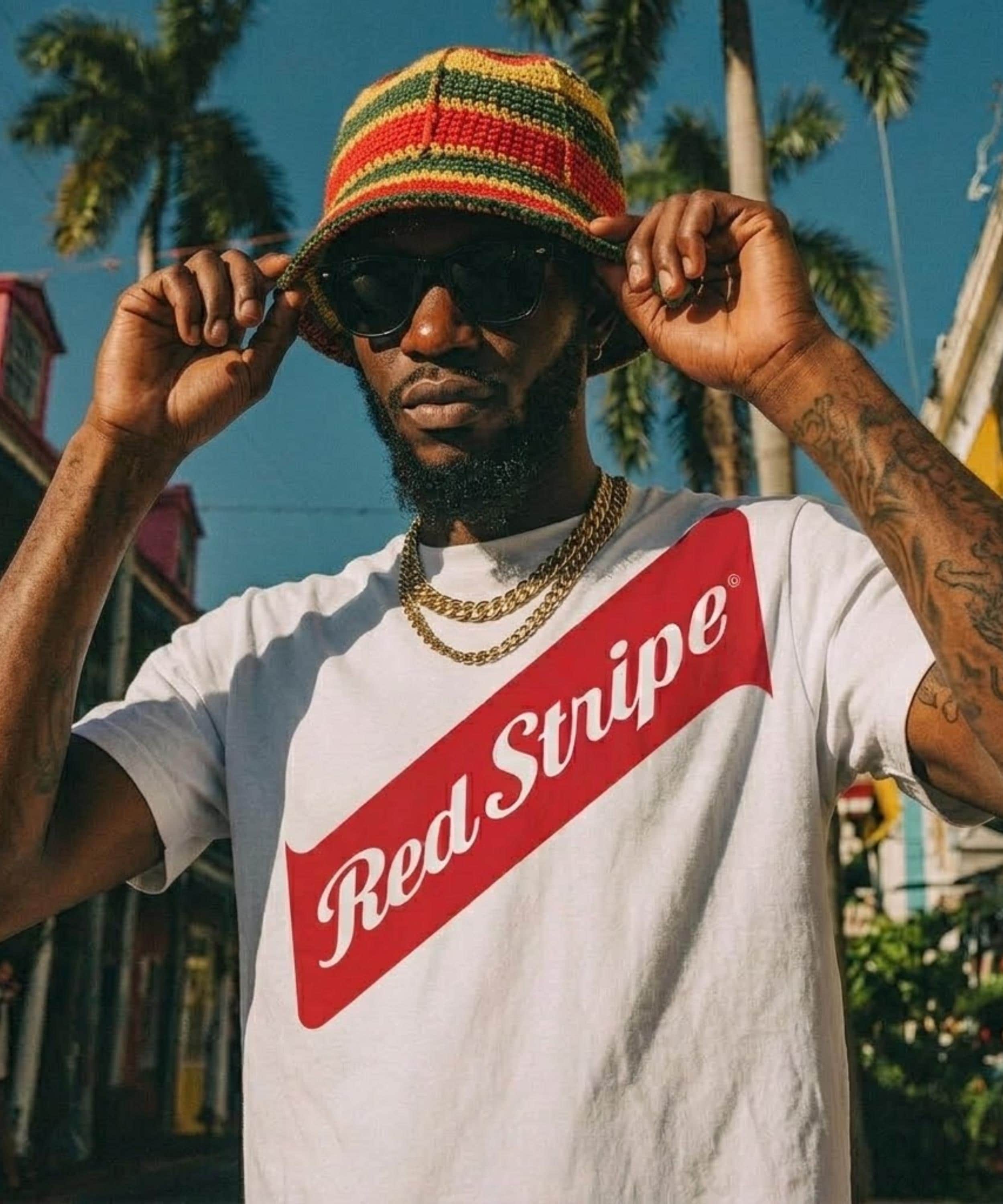 Red stripe beer tee - Etsy 日本