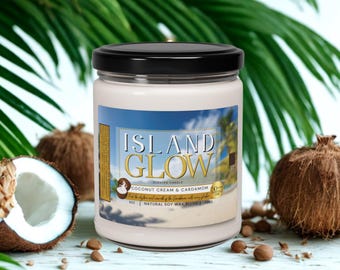 Island Glow Coconut Cream & Cardamom Soy Candle – Tropical Aromatherapy | Caribbean Beach Vibes