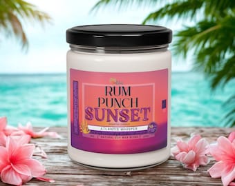 Rum Punch Scented Soy Wax Candle – Caribbean Inspired Home Fragrance