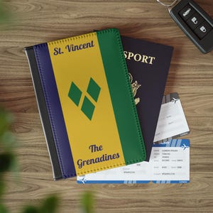 Funda para pasaporte de San Vicente y las Granadinas, accesorio de viaje, funda para pasaporte del Caribe, regalo para viajeros vicentinos