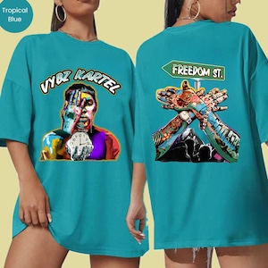 Vybz Kartel Freedom Street Concert 2024 unisex T-shirt en sweater, Jamaica Reggae Dancehall Event-T-shirt met print op de achterkant