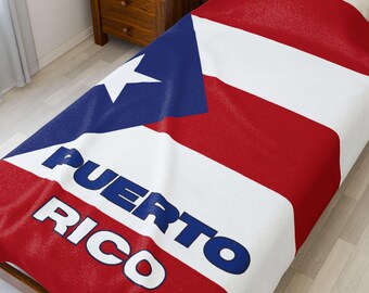 Puerto Rico Flag Velveteen Blanket – Boricua Pride, Caribbean Decor