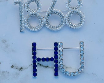 1868 Hampton Universität Anstecknadel - HU blau und weiß - Hampton Ladies - Brosche - Anstecknadel