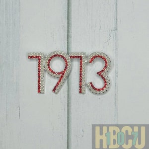 1913 Sorority Crimson and Cream Jeweled Brooch - Pin - Lapel Pin
