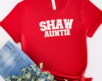 Shaw University - T-shirt familial personnalisé unisexe à manches courtes en jersey - Chemise maman, papa, tante, oncle, grand-mère, grand-père - Shaw Homecoming