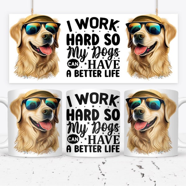 11oz Mug Wrap | Sublimation | Mug Press | Template | DIY | Small Business | Design | Dog Lover | Wraparound | Funny | Golden Retriever