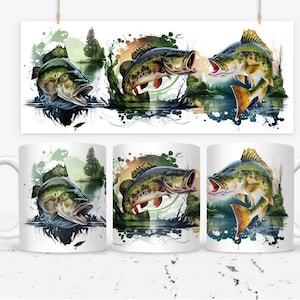 Mug Wrap | 11oz | DIY | Pre Made | Sublimation | Mug Press | Template | Instant Download | Fishing | Small Business | Design | Watercolour