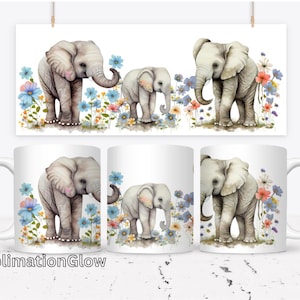 11oz Sublimation Mug Wrap | Template | Mug Design | PNG | Instant Download | Mug Press | Elephant Lover Mug | DIY | 300dpi | Design