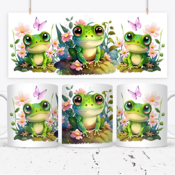 11oz Cute Frog Mug Wrap | Template | Sublimation | Mug Press | Digital Design | Frog Lover | Instant Download | PNG | DIY | Small Business