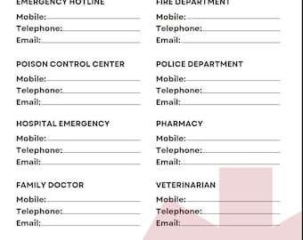 Babysitter Emergency Information Sheet - Etsy